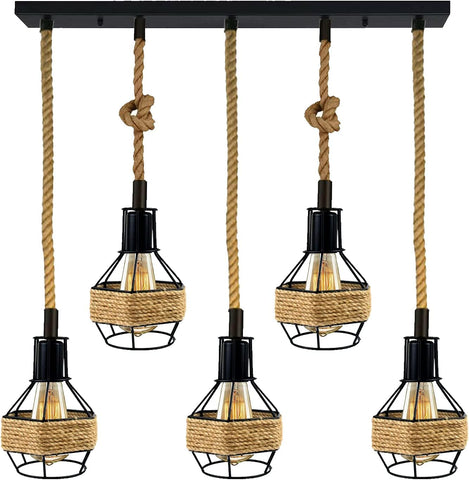 Ceiling Pendant Light Metal Hemp Rope Style ~6203