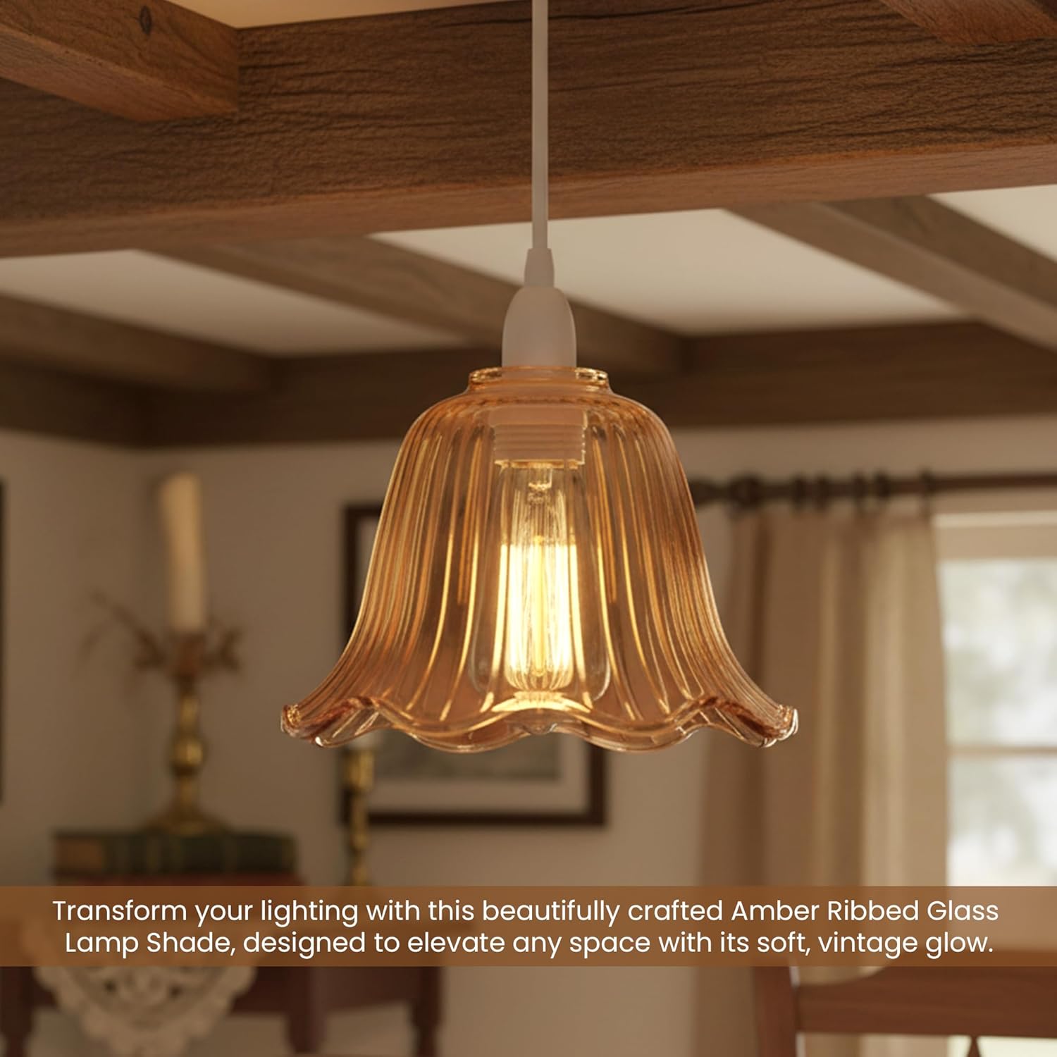 Small Amber Glass Lamp Shade 11.5cm Flower Replacement ~6656