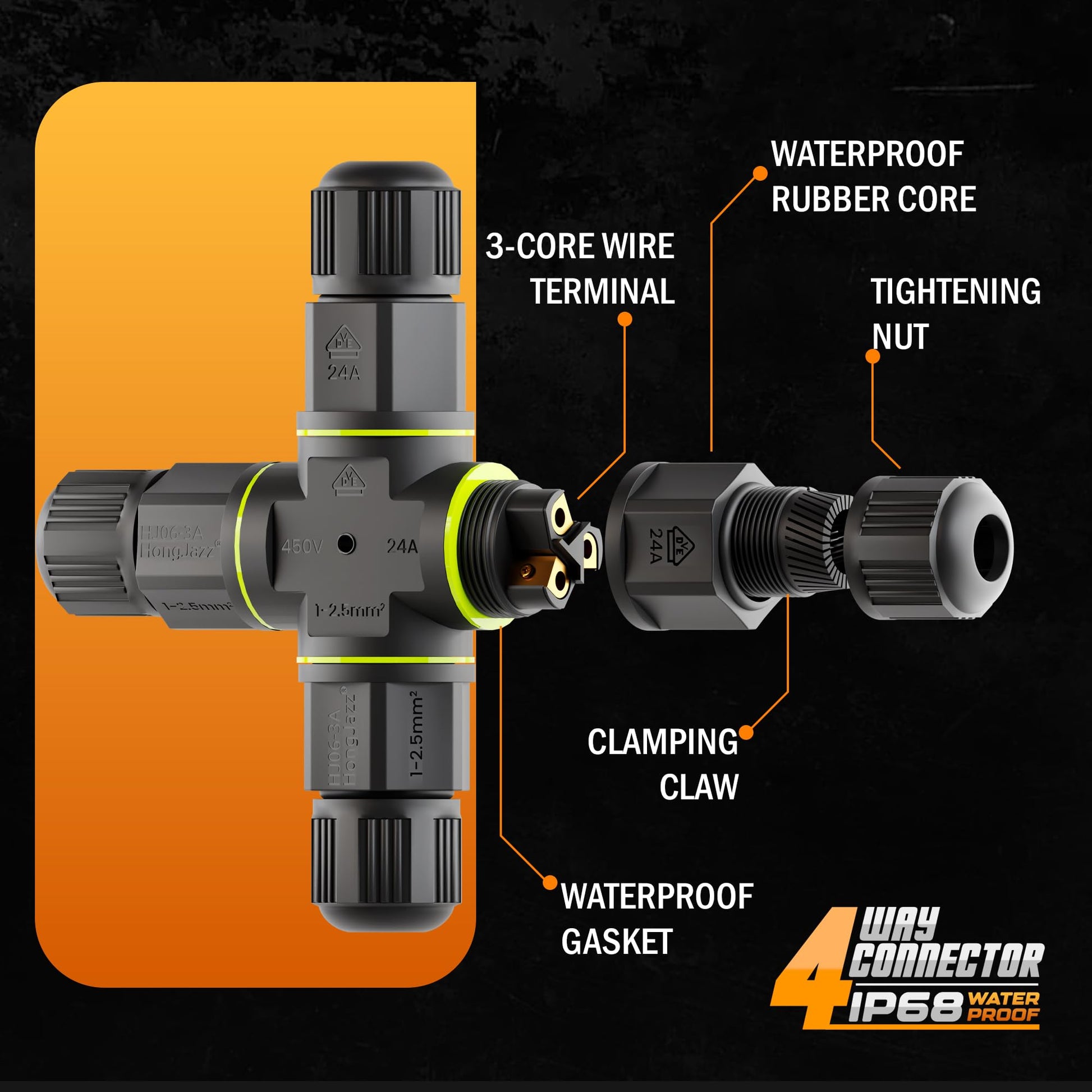 waterproof 3-pin screw electri