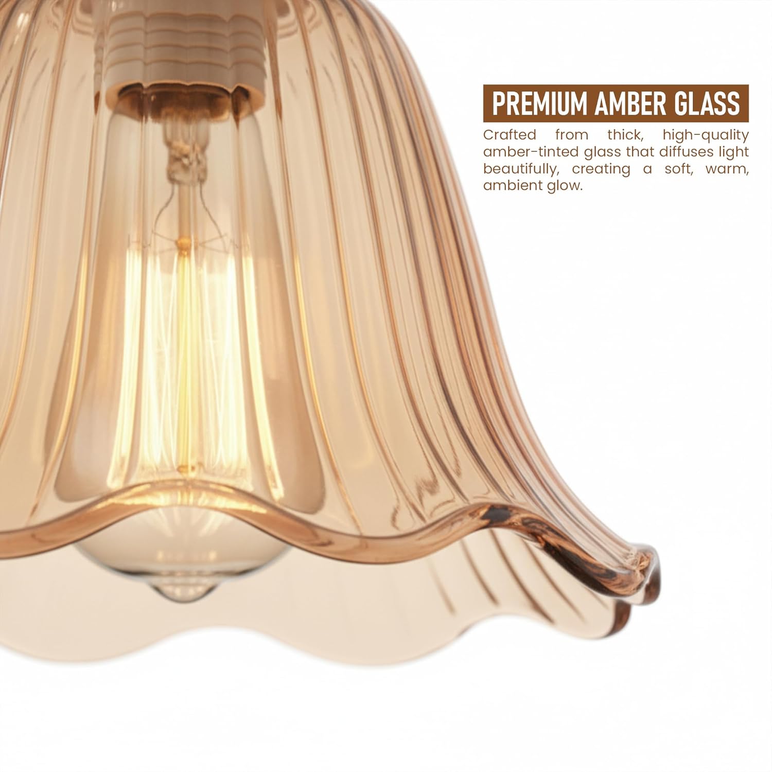 Small Amber Glass Lamp Shade 11.5cm Flower Replacement ~6656