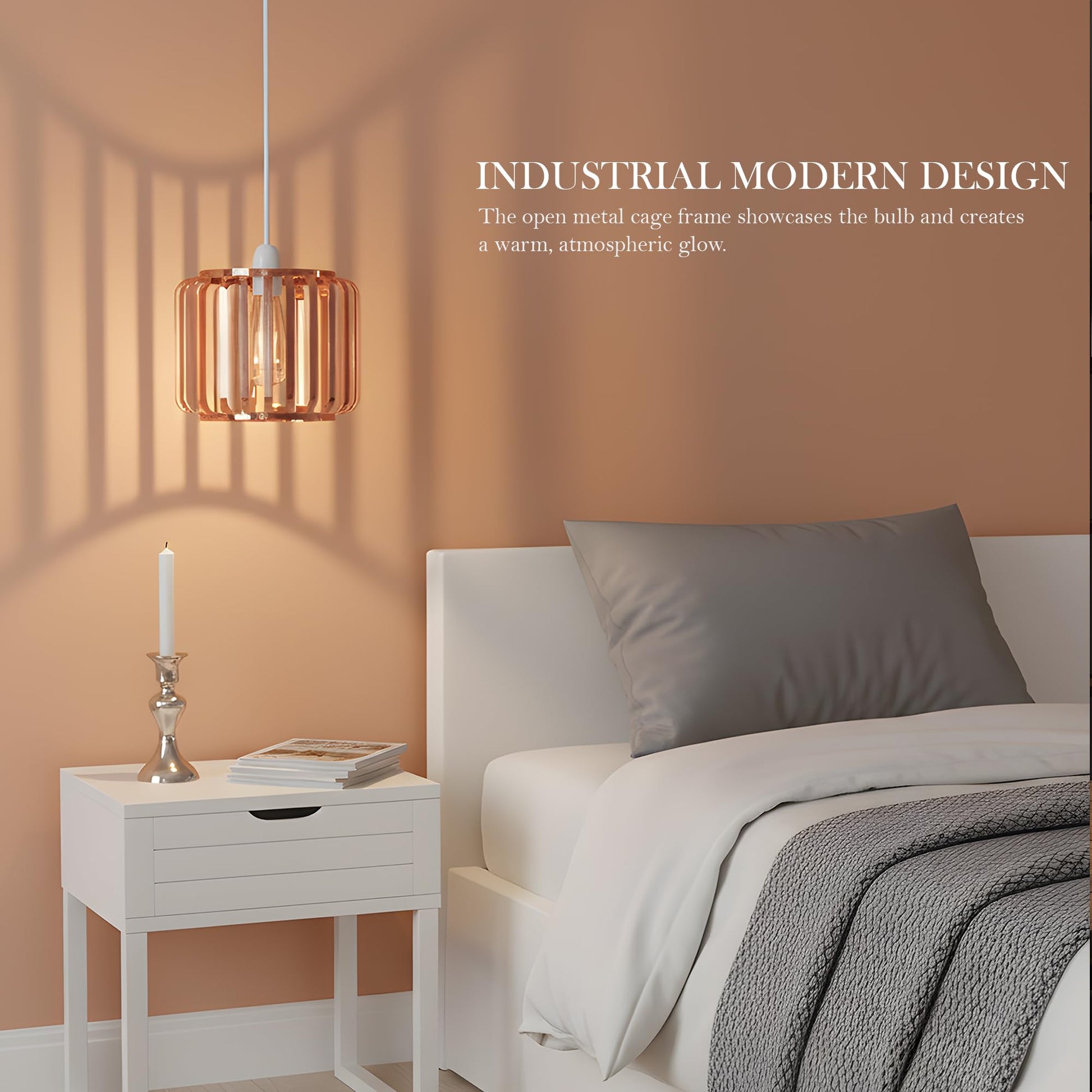 shade chrome cage copper light