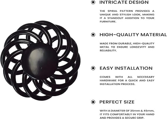 Black Birdcage Cupboard Drawer Door Knob Pull Iron 35mm~2417