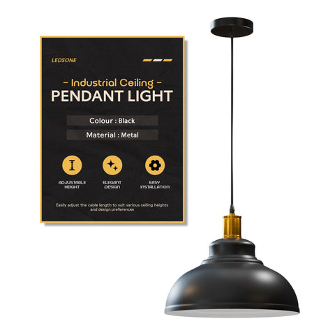 Industrial Pendant Light 29cm Metal ~6191