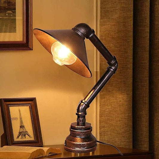 Retro Industrial Steel Pipe Desk Table Lamp