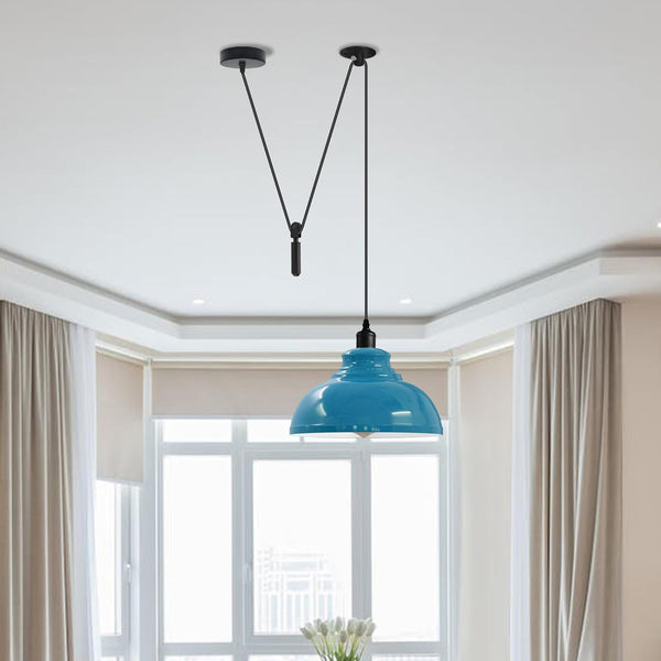 1-Way Spider Pendant Light | Industrial Curvy Hanging Lamp ~6234 – Blue