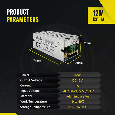 AC 100/240V to DC12V 12W -720W Regulated Switching Power Supply Led Transformer Driver~1406