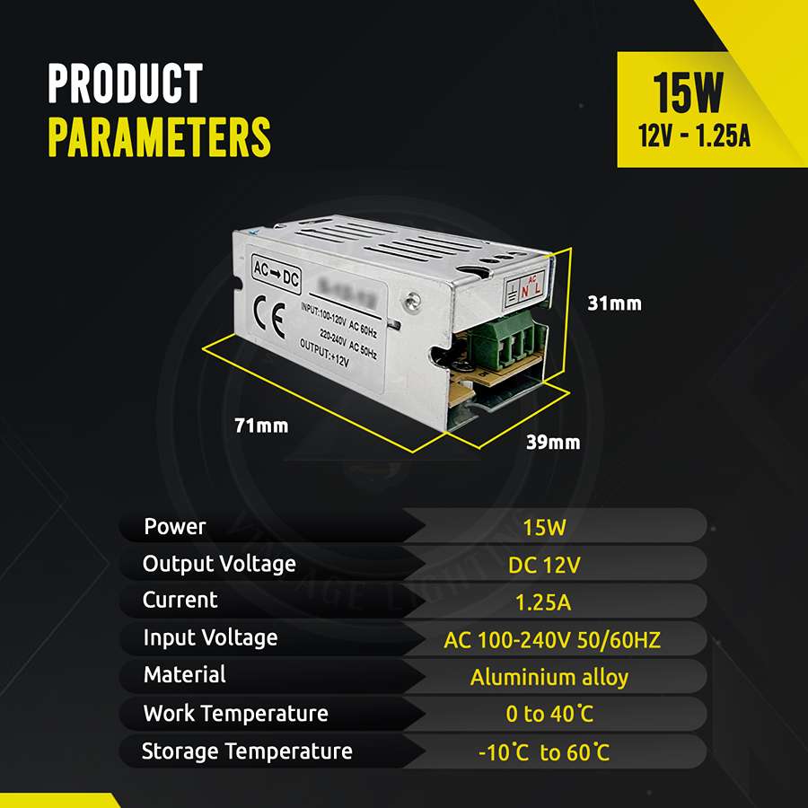 LED Driver DC12V IP20 15w-Product parameters