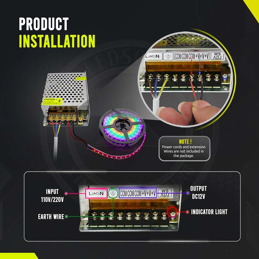 LED Driver DC12V IP20 12w to 720w-Product installation 1