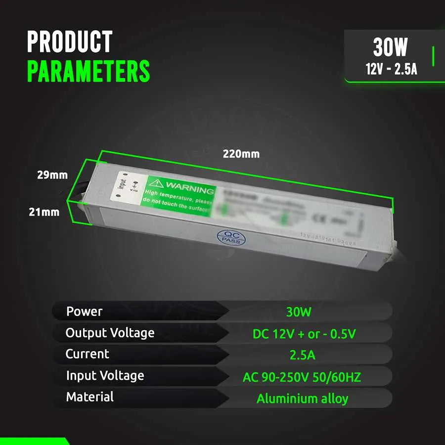 LED Driver DC 12V waterproof IP67 30w Constant Voltage Power Supply-Product Parameters