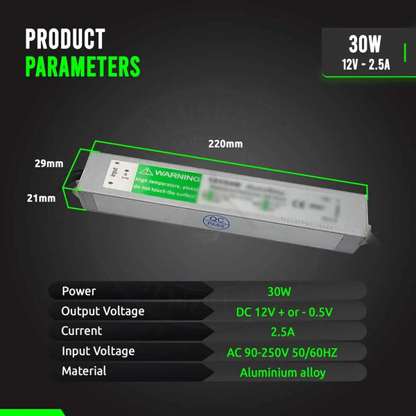 IP67 DC 12V Waterproof LED Driver LED Power Supply Ledsone Transformer ~ 4490 – 30W