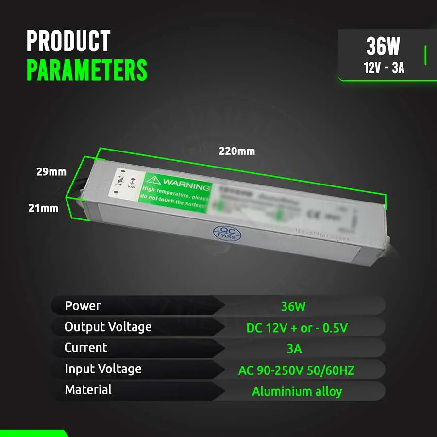 LED Driver DC 12V waterproof IP67 36w Constant Voltage Power Supply-Product Parameters