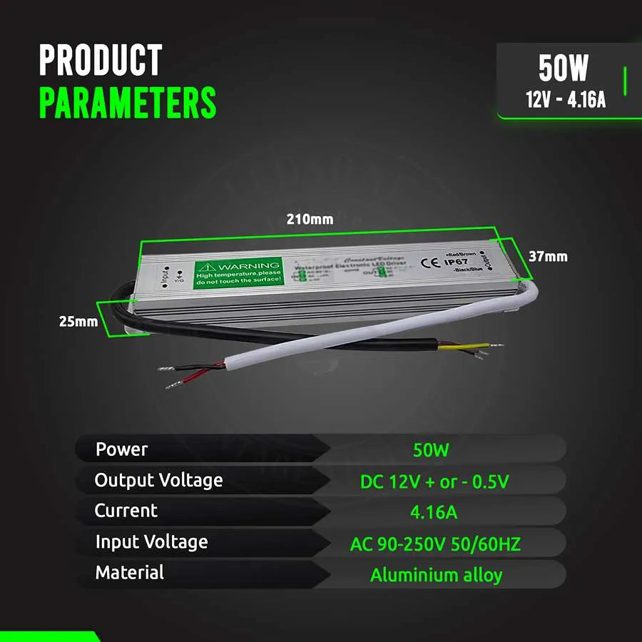 LED Driver DC 12V waterproof IP67 50w Constant Voltage Power Supply-Product Parameters