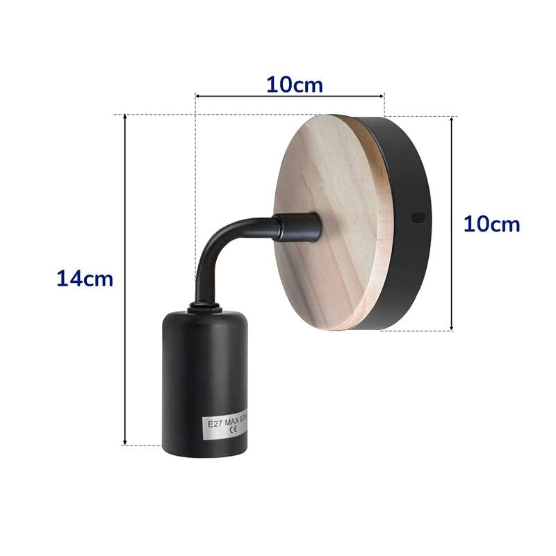 Wood Metal Wall Lamp Industrial Socket Indoor Lighting Bedside Lamps-Size