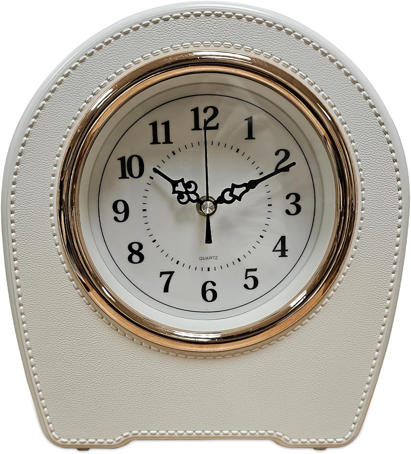White Leather Mantel Clocks Battery Operated