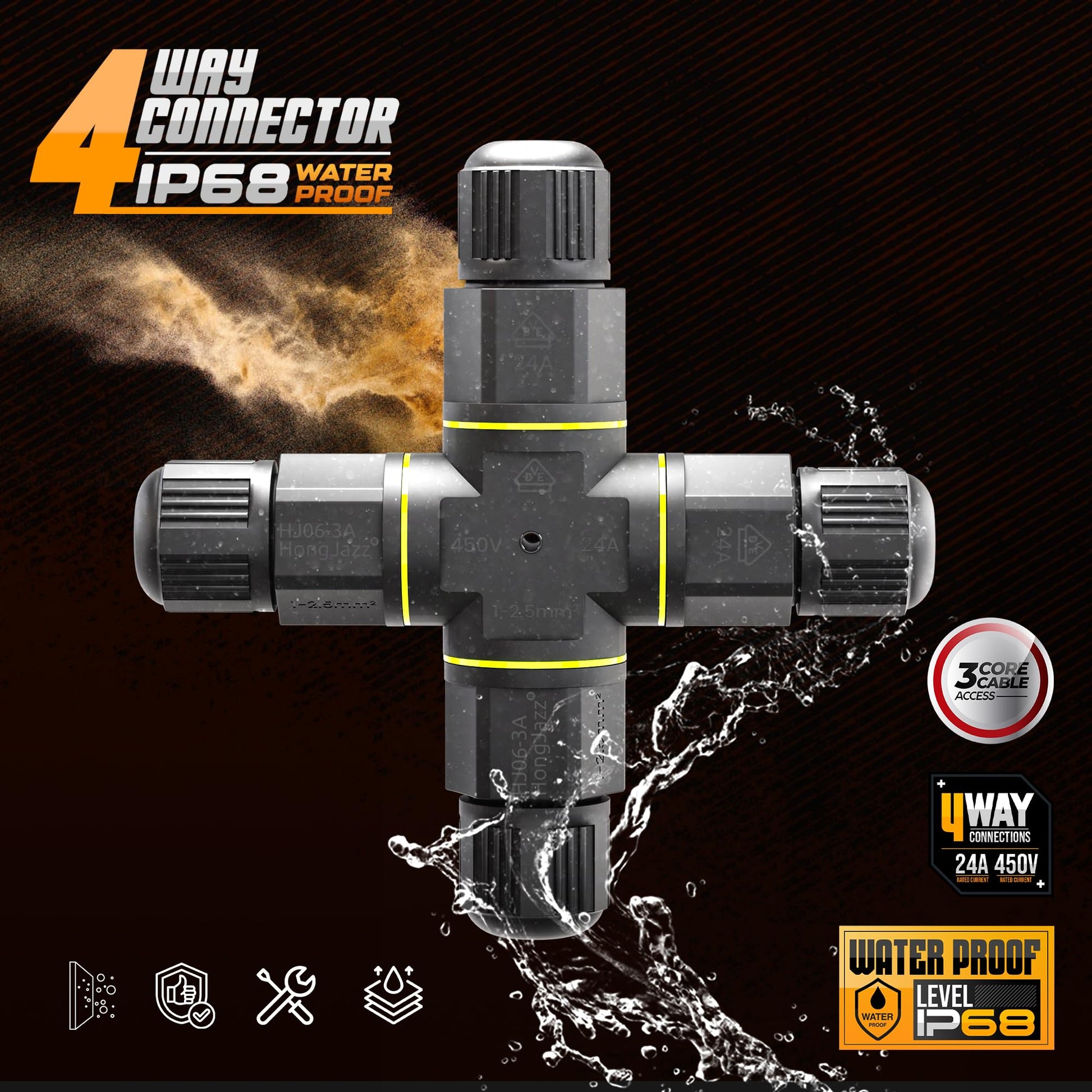 waterproof 3-pin screw electri