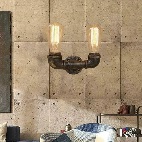 Industrial Vintage Style pipe wall or Ceiling Light Double B22 Bar Conduits Light~1556