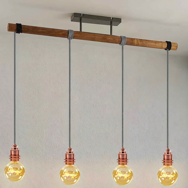 Vintage Plug-In Pendant Kit E27 Dimmable Fabric Cord ~2177 – Grey / 2m / Rose Gold