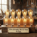 8W 10-Pack E27 LED Edison Bulbs – Dimmable Vintage Amber Glass ~4174