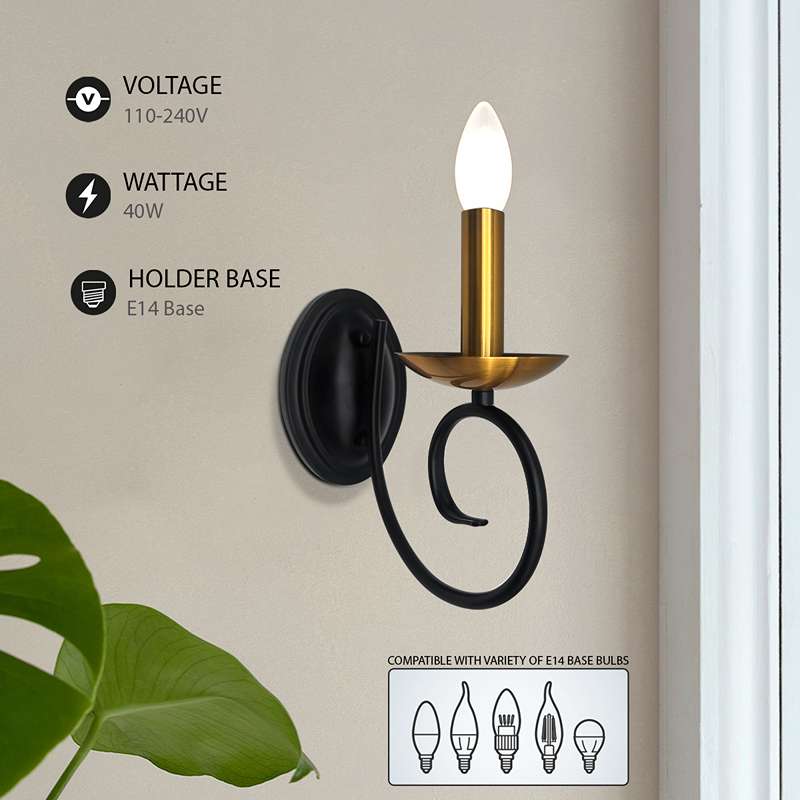 Candle light curved arm candle wall light Single head Wall Light for home decorating-Details
