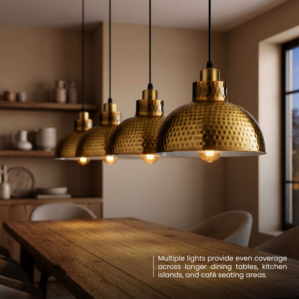 Vintage Hammered Pendant Light, 26cm dome shade
