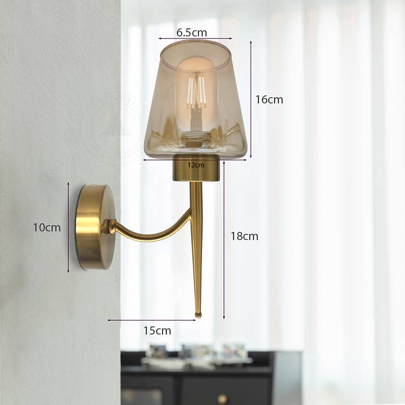 Modern Industrial Polished Chrome Smoked Glass Wall light-Size