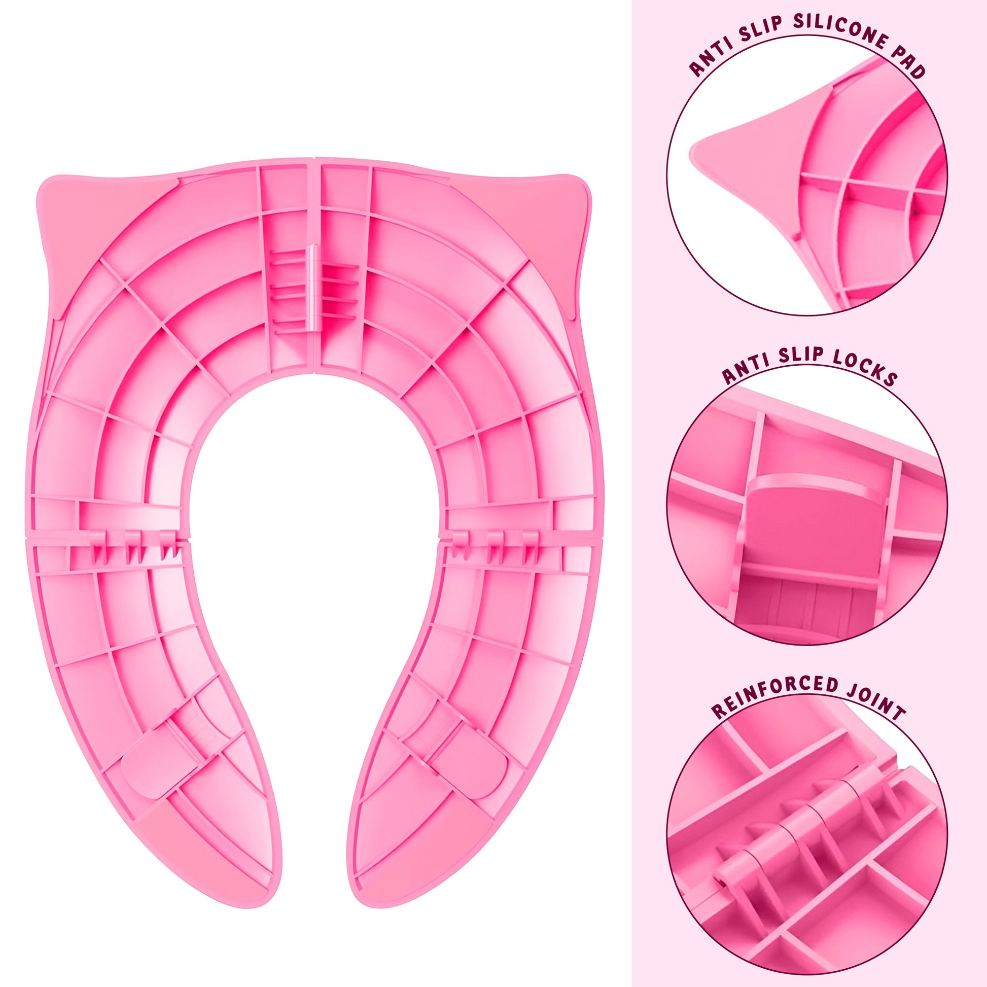 Pink Folding Travel Toilet Trainer Seat For Children - Detail Image