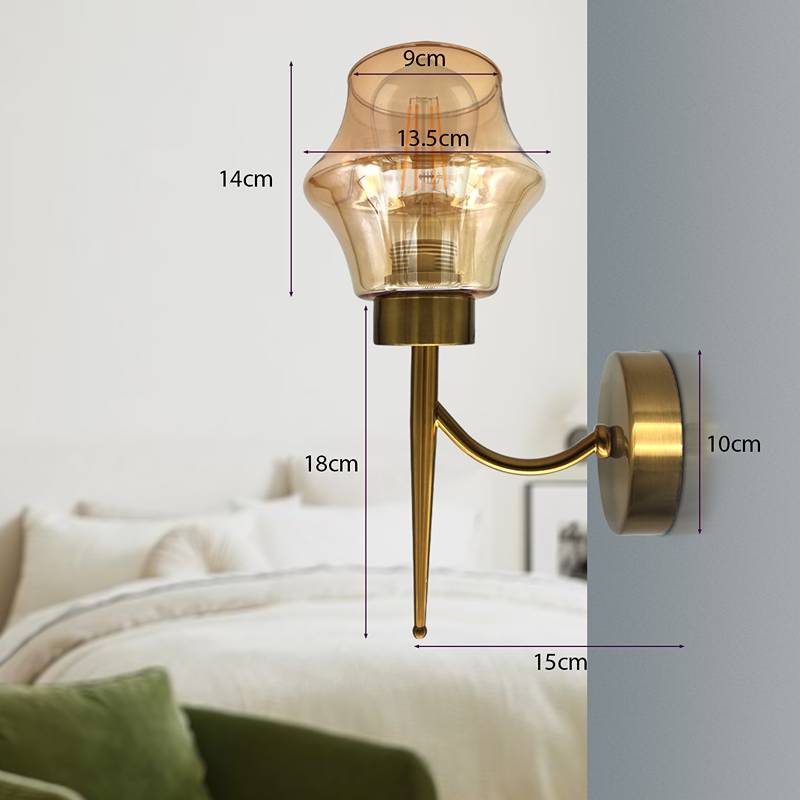 amber glass wall lamp light size