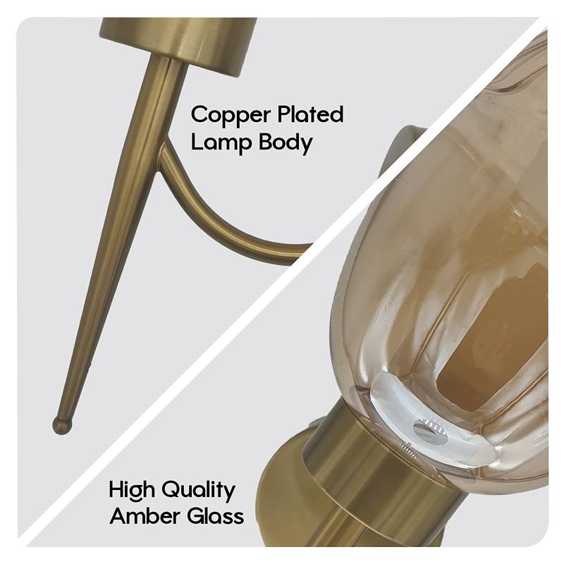 copper plated Lamp body high quality Amber glass wall lights