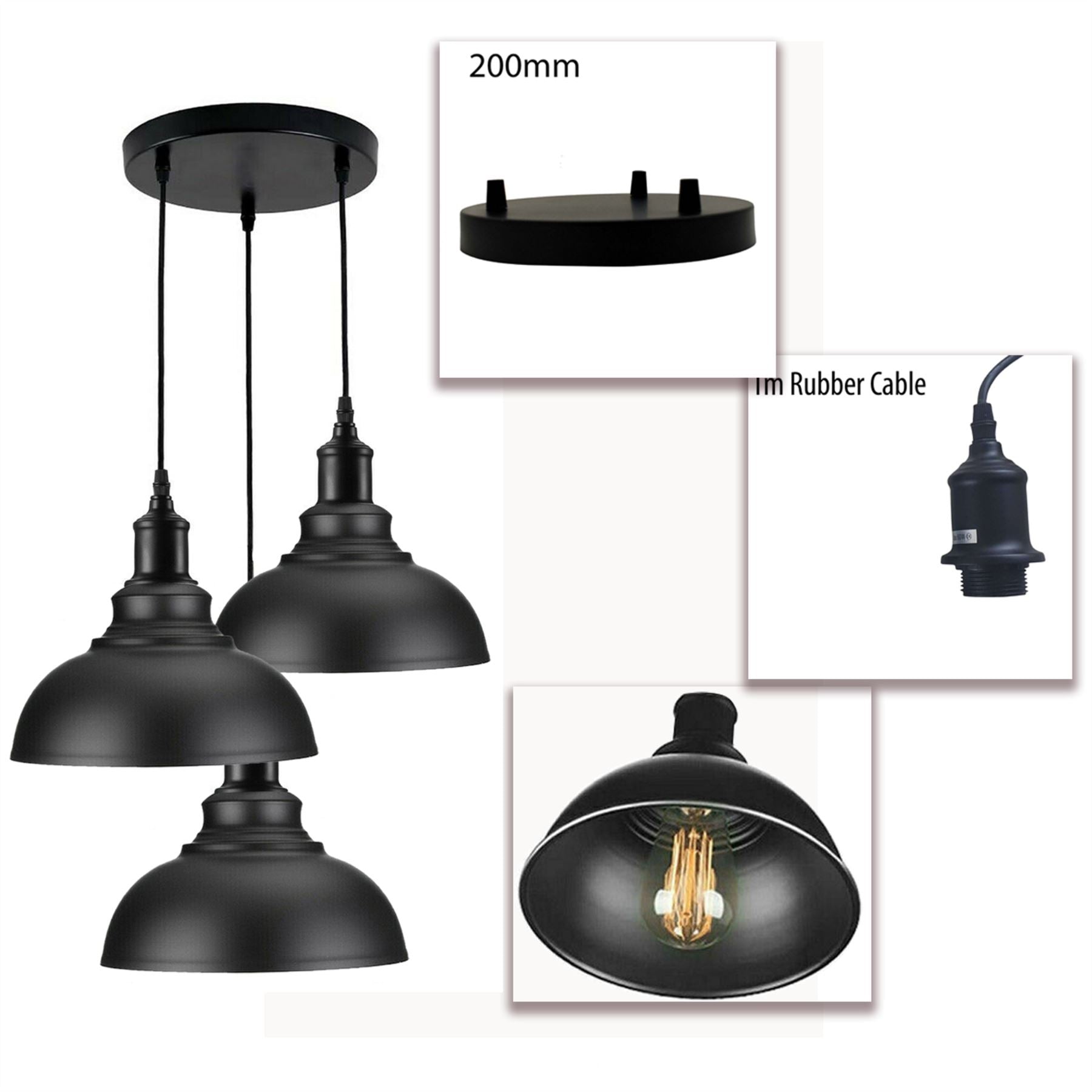 Pendant Cluster Light Modern Light Fitting Red/Black Lampshades - LEDSone UK Ltd