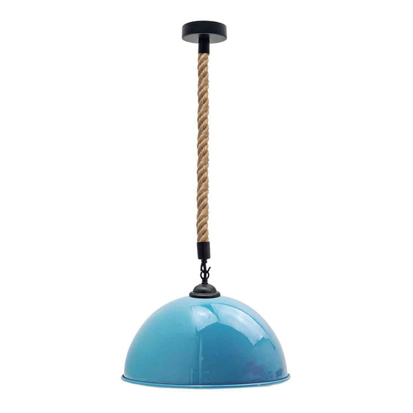 40cm Large Dome Shaded Hemp Rope Pendant Light ~6564 – Blue / Yes