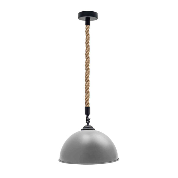 40cm Large Dome Shaded Hemp Rope Pendant Light ~6564 – Gray / Yes