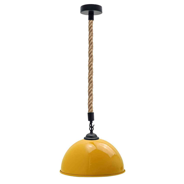 40cm Large Dome Shaded Hemp Rope Pendant Light ~6564 – Yellow / Yes
