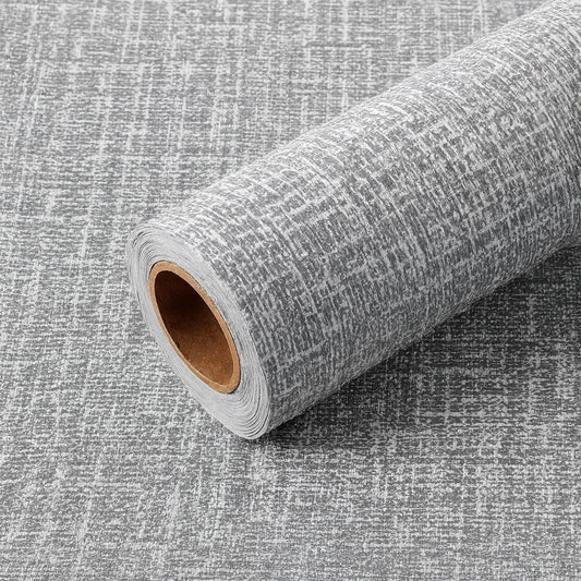 Grey Linen Peel & Stick Wall Sticker Roll ~6280