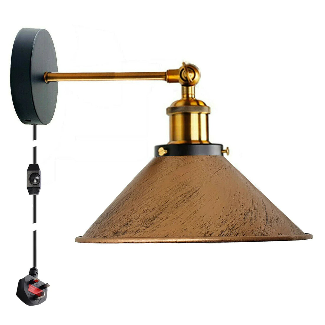 brushed copper plug in wall light without bulb dimmer switches