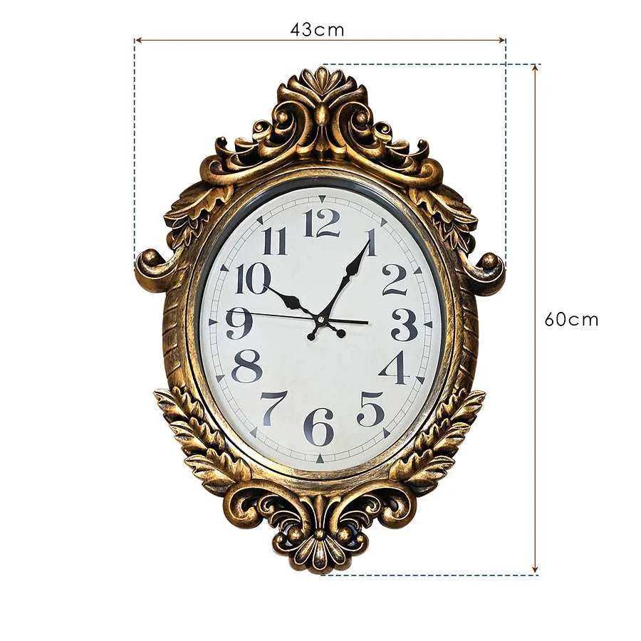 Antique French Oval Shape Silent Battery wall clock