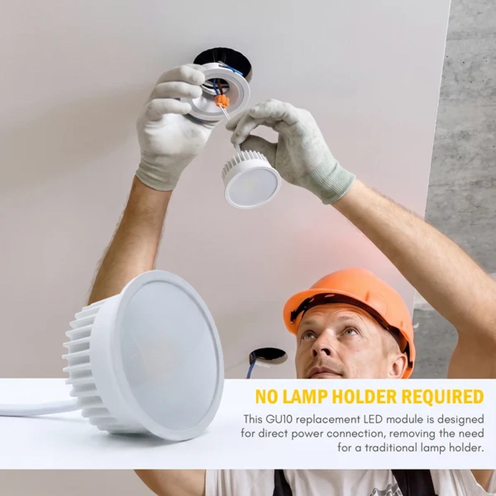 electrician fitting an LED module, no lamp holder required