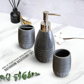 Bathroom Accessories Set 3 Lotion Dispenser Toothbrush Holder Tumbler~5467