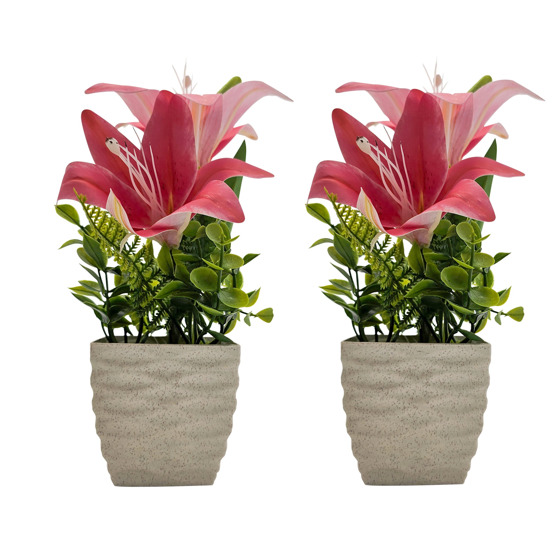 2 Pack Artificial Lily Flowers Pot Table Decorations Wedding Decoration