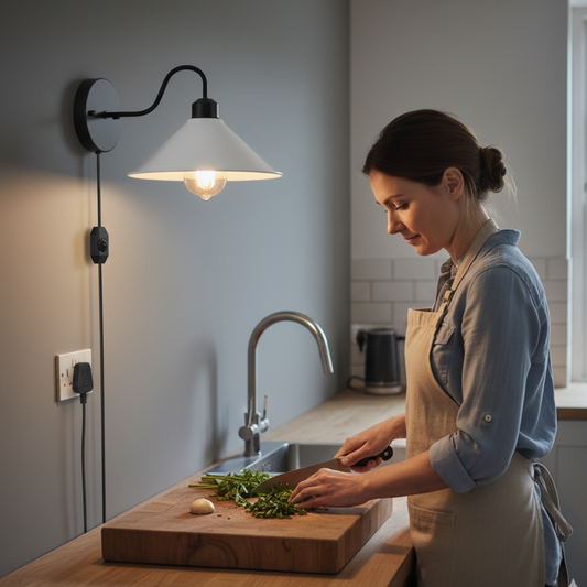 E27 Plugin Wall Light With Dimmer ~6442