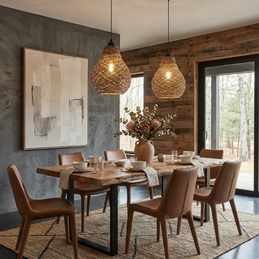 Rattan Ceiling Pendant Lighting ~1964