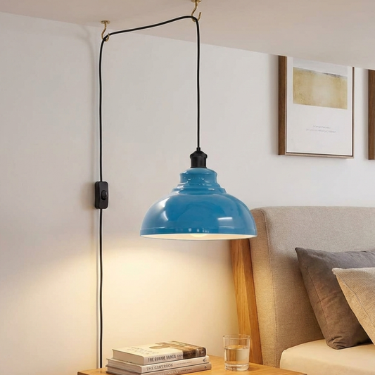 Plug in Swag Pendant Light with Metal Shade On/ Off Switch ~6568