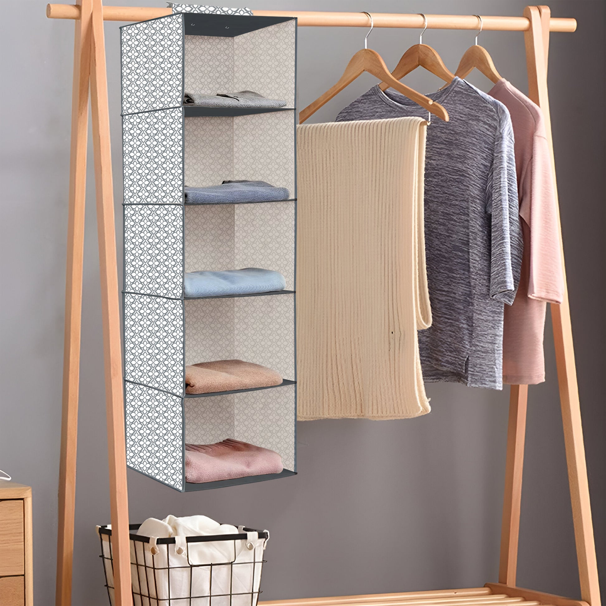 Hanging fabric organizer shelves hanging closet organizer