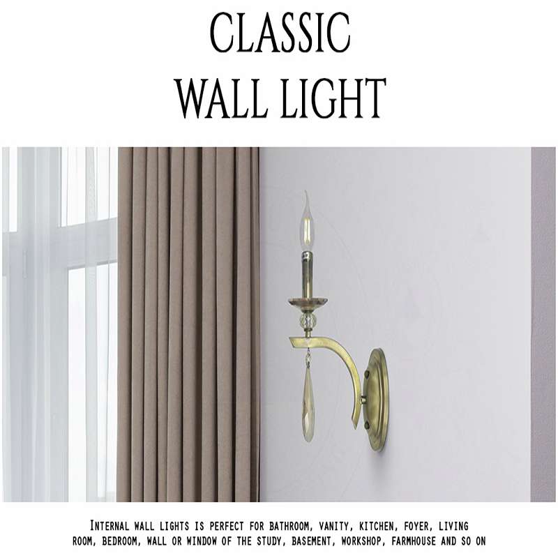 Single curved Candle wall light Single Crystal droplet for Home decorating-Details