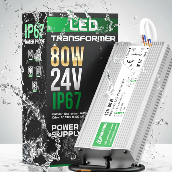 DC 24V 80W IP67 Waterproof LED Driver Transformer Power Supply ~6438