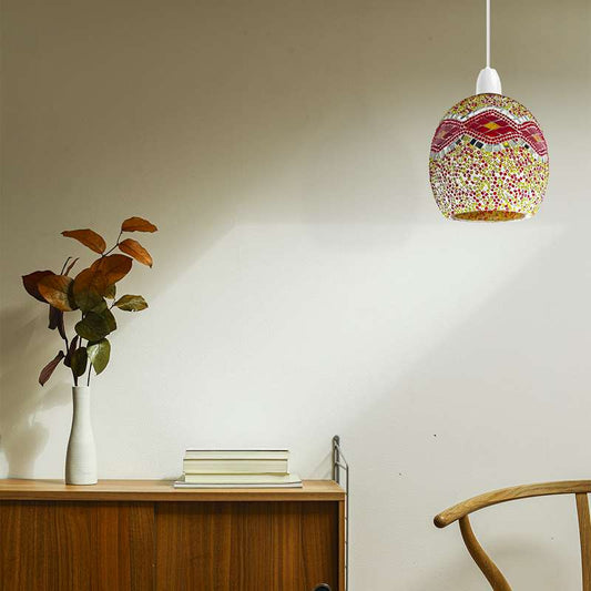 Handmade Colourful Lamp Ellipse shape Glass Globe Mosaic Lighting Handcrafted Ceiling Hanging Pendant Lamp Shade-Application 1