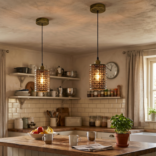 Industrial Lattice Pendant Cylinder Basket Ceiling Light E27 Fitting ~5965