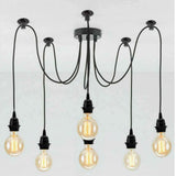 Lámpara colgante industrial LEDSone de 6 luces, color negro, con cable de goma y portalámparas metálico ~1775