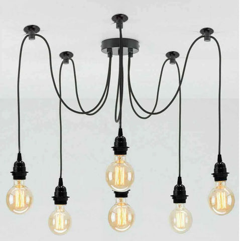 Industrial Black Spider Pendant | 6 Way Ceiling Fixture~1775