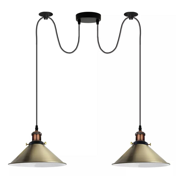 2 Way Industrial Celling Hanging Lamp Pendant Light~3508 – Green Brass / Yes