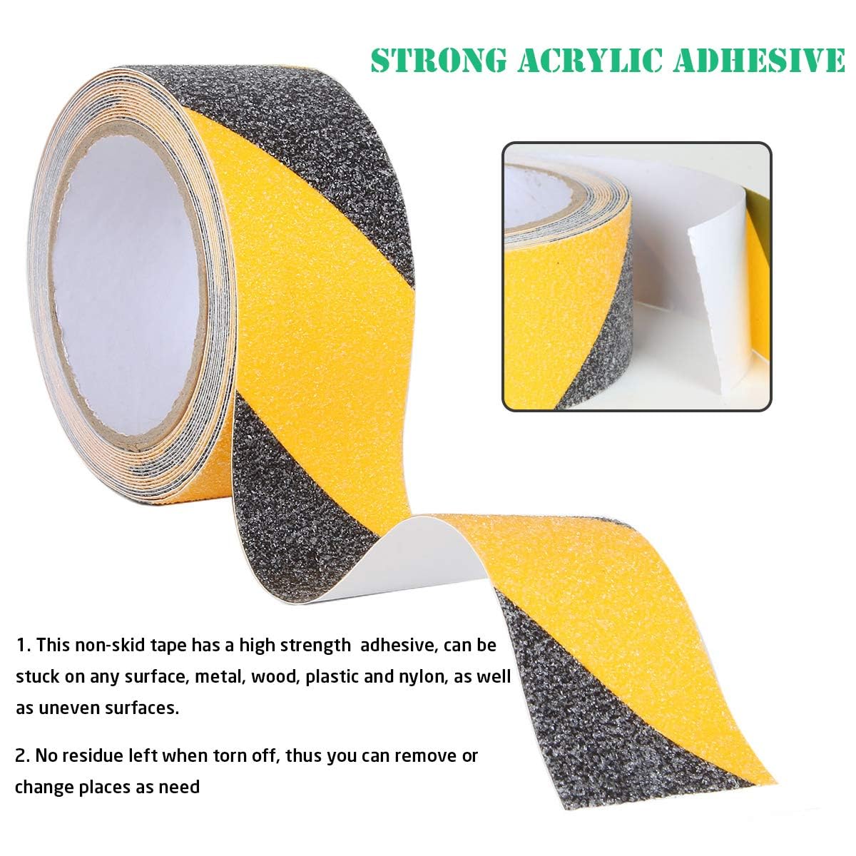 Anti Slip Tape Non Slip Grip Safety Hazard Stair Floor High Traction Strips Heavy Duty Yellow Black Self Adhesive Waterproof Outdoor Industrial Ramps Decking Walkways Steps Wood Concrete Metal Ladders High Visibility Weatherproof UV Resistant Durable Easy Apply Peel Stick Strong No Residue Warehouse Home Office Commercial Public